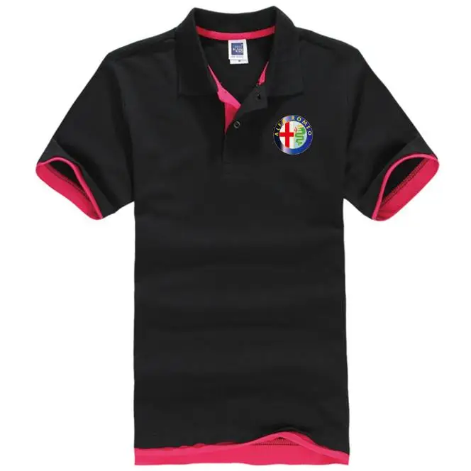 Мужская и женская летняя рубашка поло высокого качества с коротким рукавом Alfa Romeo, хлопковая рубашка поло двух цветов - Цвет: 2