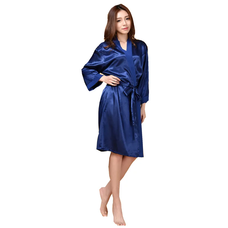Women Plain Long Robes Ladies Bathrobe Sleepwear Bridesmaid/Bride Satin