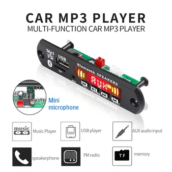 

5V-12V Car FM Radio Module Bluetooth Handsfree Car Kit USB TF Card 3.5mm AUX Wireless WAV MP3 Player Decoder Doard With Control