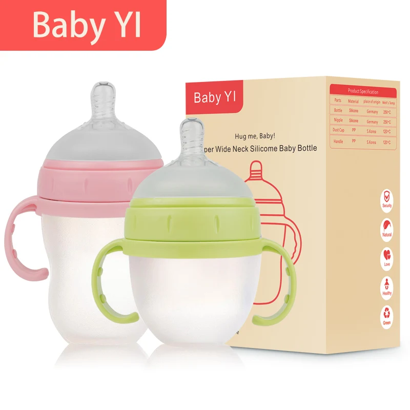 

Silicone Baby bottle PP Milk Feeding Bottle Width Mouth Adjust Water Cup Hand Holder Shatter Proof Milk Bottles baby care