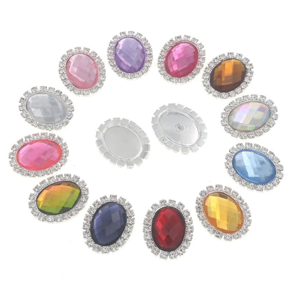 20pcs 23mm Round Colorful Acrylic Embellishment Rhinestone Buttons with Flat Back Crystal Button DIY Accessories