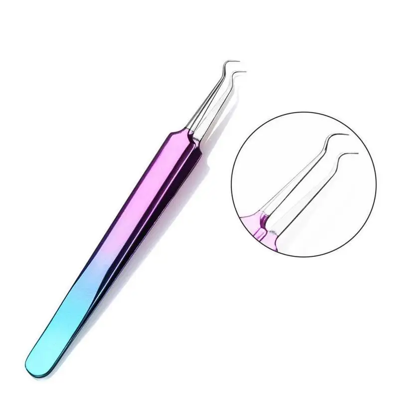 Murah Belajar Stainless Steel Mata Bulu Mata Jerawat Jarum Pinset Palsu Bulu Mata Palsu Pinset Nippers Menunjuk Klip Riasan Alat