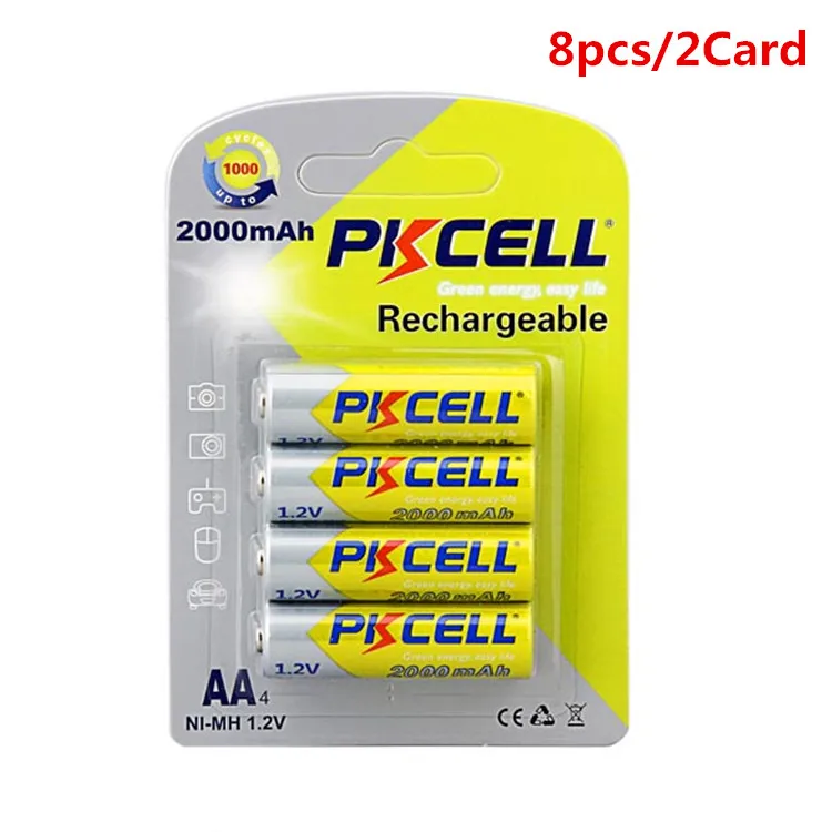 

8pcs/2Card AA Ni-MH 2000Mah 1.2V 2A Rechargeable Battery Batteries Baterias for Camera/Flashlight/Toy etc