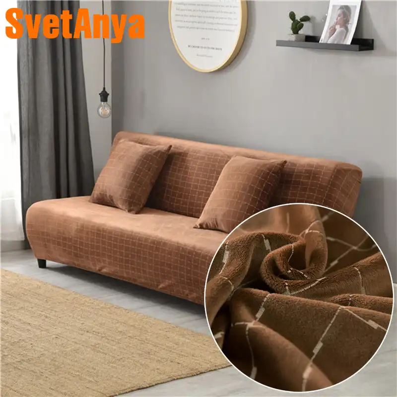 Svetanya Without Armrest Fold Sofa Slipcover For Bed Wrap Elastic Towel Couch Case