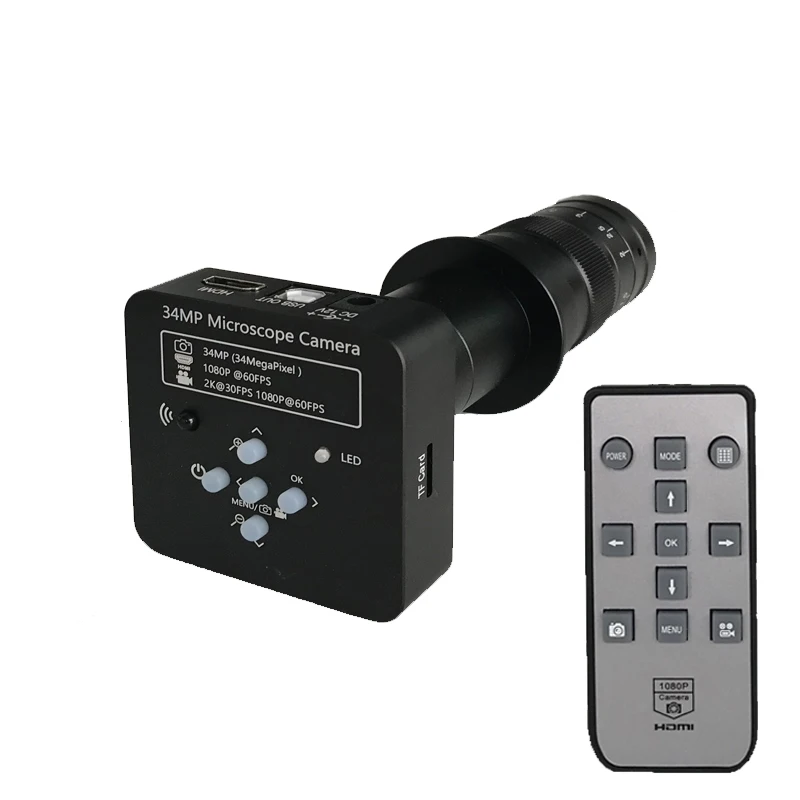 34MP 1080P 60FPS HDMI USB Industriële Video Microscoop Camera 130X 180X 300X C-Mount lens Voor Telefoon CPU PCB Solderen Repareren