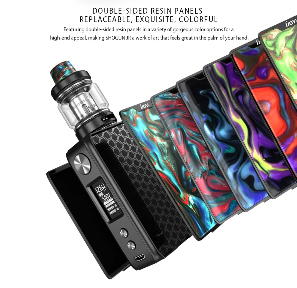 Оригинал IJOY SHOGUN JR Kit Смола TC мод коробка Vape 126 Вт с Subohm бак сетка 1 Катушка