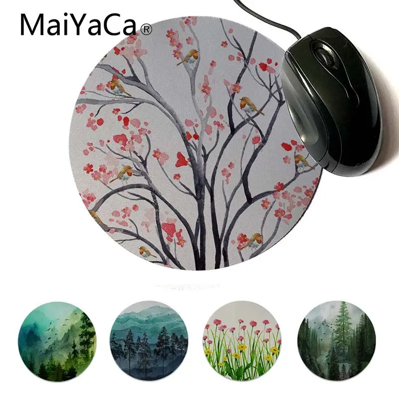 Современные коврики для мыши MaiYaCa с изображением весеннего горного утренника, дизайнерские игровые компьютерные круглые коврики для мыши