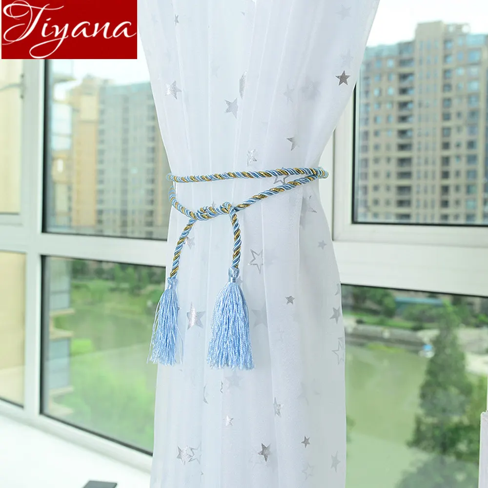 

Shining Stars Curtain Baby Room Cartoon Sheer Fabric Transparent Kitchen Small Window Drape Treatment Cortinas T&234#30