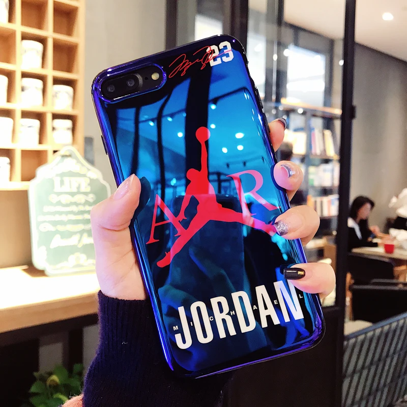

Blue light AIR Jordan soft case for iphone X XS MAX XR 10 8 7 6 6S plus phone cover luxury silicon Sports coque Flying man funda