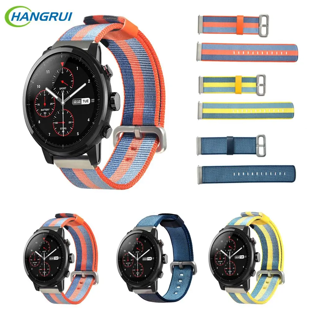

22mm Canvas Nylon Weave Watch Band For Huami Amazfit Stratos Strap For Amazfit Bip Watch band For Samsung Gear S3 S2 Bracelet