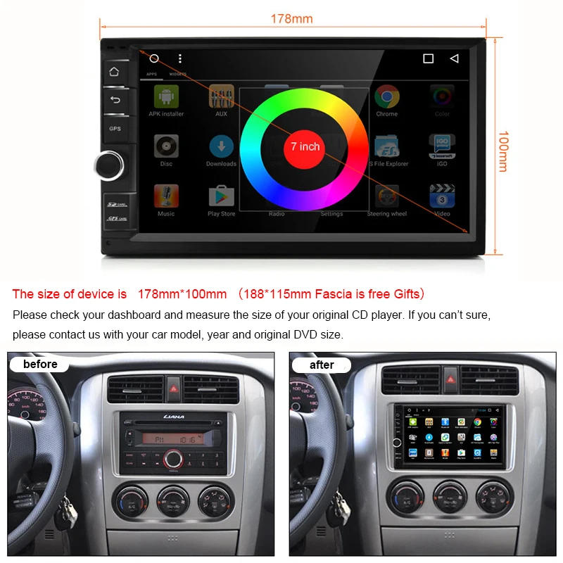 AWESAFE 7 "2 Din 1024*600 android автомобиля коснитесь Планшетные ПК универсальный DVD для Nissan