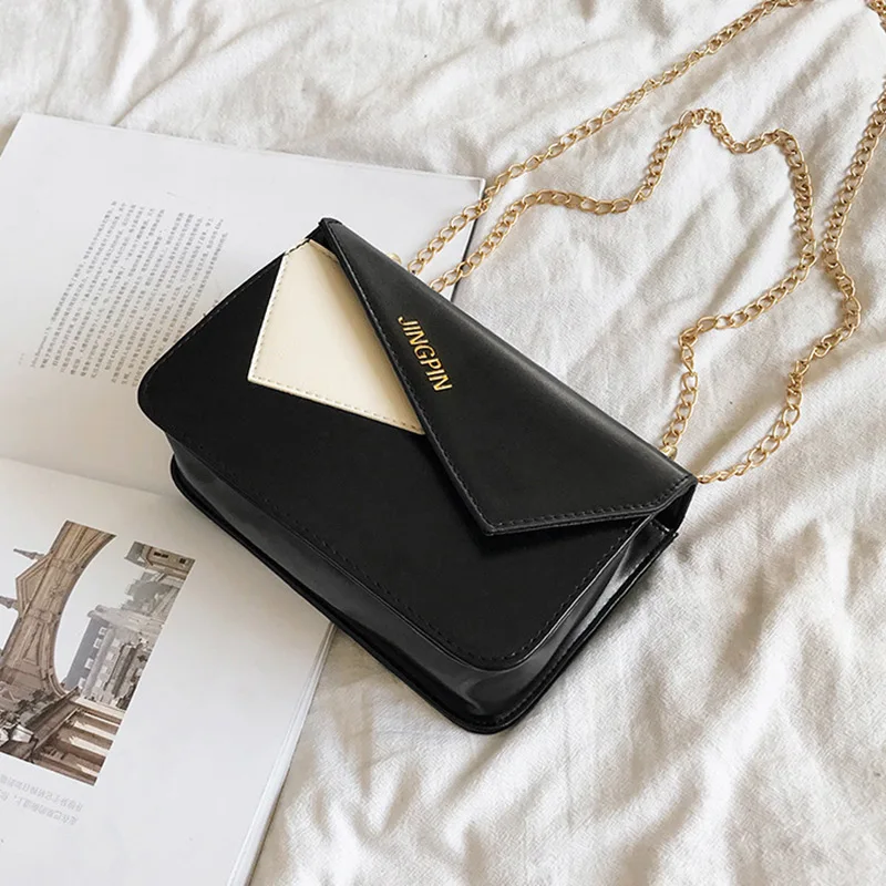 

Single Shoulder Bag Small Rectangle Handbag with Golden Chain Strap for Women Girls MSJ99