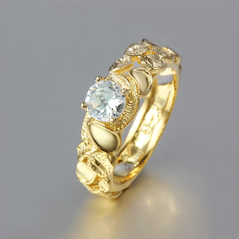 

Hot Sale Gold Color 4A Zircon Engagement / Wedding Rings Fashion Jewelry For Woman Size 6-9 drop shipping anel bague