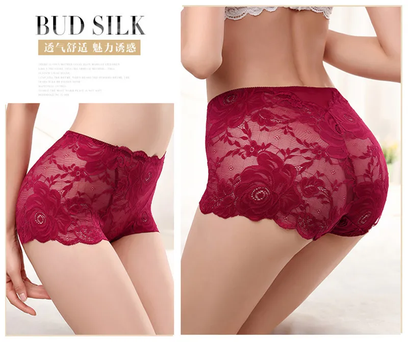 New interior feminine sexy Lingerie candy colors Women Underwear plus size Lace Flower Transparent hollow Panties