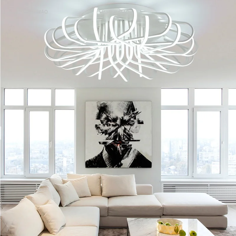 

New acrylic art LED ceiling lamp home living room bedroom study lamp commercial place lighting dimming Ceiling lights AC100-240V