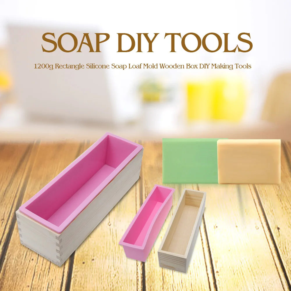 900g and 1200g PINK Rectangular Wooden Soap Loaf Mold Wooden Box With