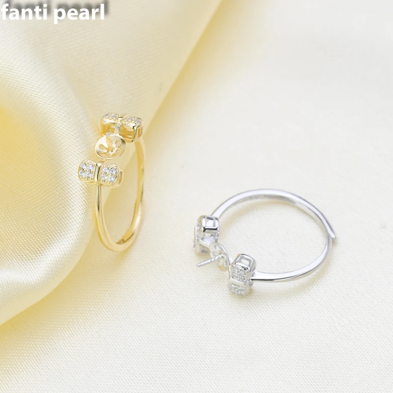 Поделки жемчуг кольцо 925 серебряные аксессуары натуральное пресноводное жемчужное кольцо s925 стерлингового серебра Серебряные Кольца
