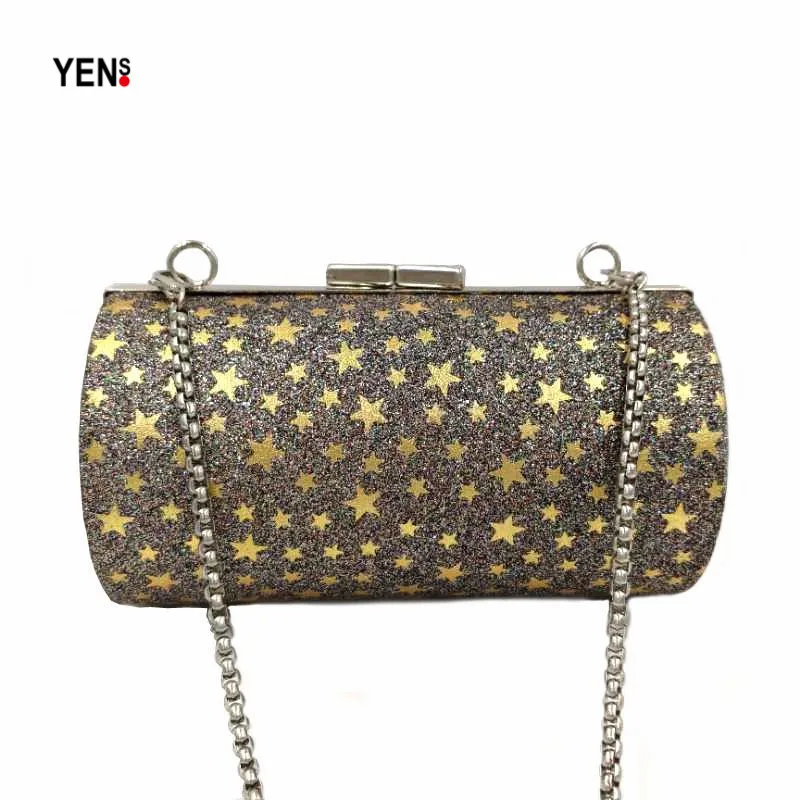 

Yens Women Clutch Box Sequined Barrel Shaped Messenger Bag Mini Handbag Vintage Evening Bag Elegant Wedding Bridesmaid Handbag