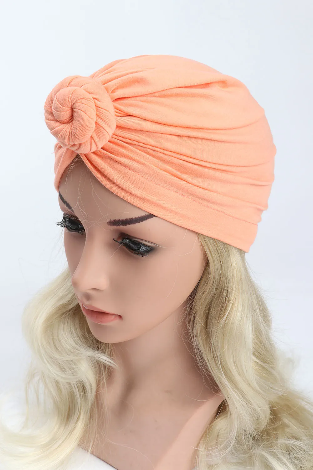 Индийский головной убор шляпа женская мусульманская бант оборки Рак Chemo Hat Beanie шарф Тюрбан голова шапочка чистый цвет Женская кепка s