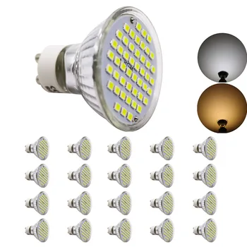 

20x LED Bulb GU10 LED Lamp 220V SMD 2835 Spotlight 48LEDs Warm White Cold White Lights for Home Decoration Glass lamp cup