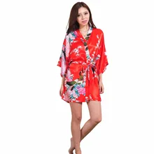 Красное китайское женское шелковое вискозное мини-халат соблазнительное кимоно банное платье очаровательное интимное Нижнее белье Пижама S M L XL XXL XXXL NR150