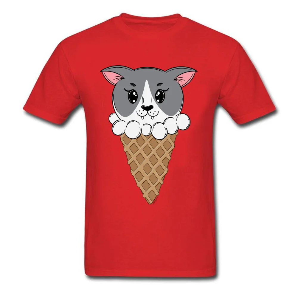 Design T-shirts Cute Crewneck Kitty Cream 100% Cotton Men Tops Shirts Personalized Short Sleeve Tops T Shirt Wholesale Kitty Cream red