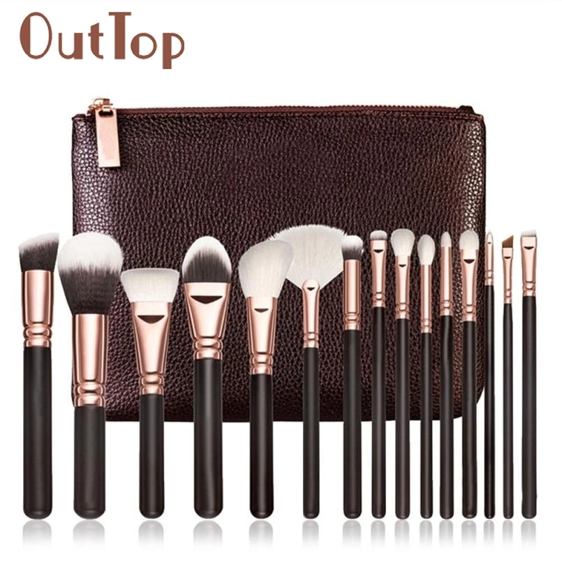 Levert Dropship 15 PCS Pro Makeup Brushes Set Cosmetic Complete Eye Kit Case 0324B