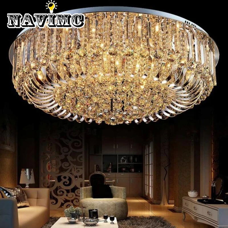 

NAVIMC Modern Crystal Ceiling Lights Luxury Luminaire Ceiling Lamps Round Crystal Lighting House LED Electrical Device