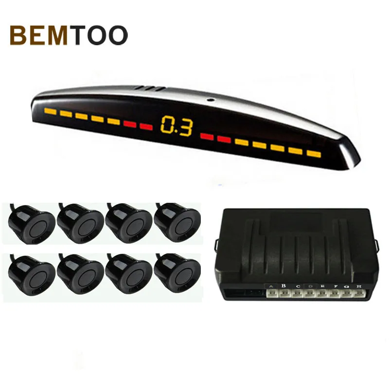 Car LED display parking sensor kit Multi Color 8 Sensors Reverse Backup