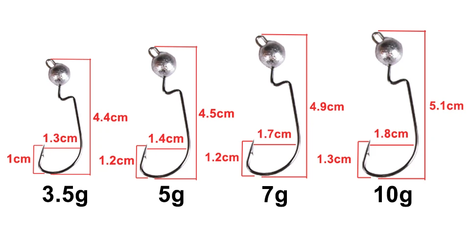 Набор крючков для рыбалки с колючей головкой от cassyaa, 3,5 г, 5 г, 7 г, 10 г, мягкие крючки для приманки, приманка для рыбалки, серебряный крючок, снасти с коробкой для рыбы