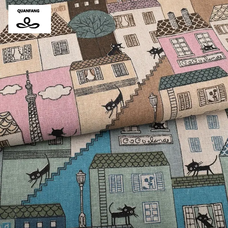 المطبوعة القطن الكتان نسيج ل خليط اللحف الخياطة DIY أريكة مفرش طاولة الأثاث غطاء الأنسجة الستار حقيبة نسيج وسادة