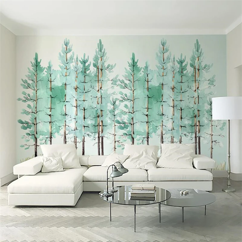 Us 8 85 41 Off Beibehang Wall Papers Home Decor Custom Wallpaper Modern Fashion Mint Green Fresh Wood Nordic Mural Tapeta Do Pokoju In Wallpapers