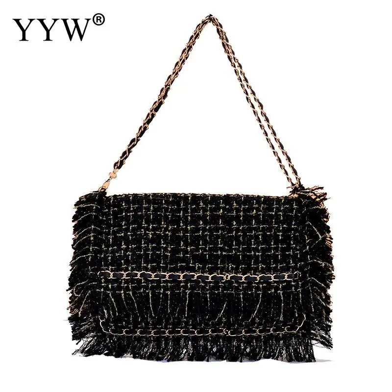 white Delle Sera Canapa Tracolla Frizione Del E Pacchetto Superficie Sacchetto Bianco Partito Pochette Nappe A Borse Da Black Donne Di Kawaii Della Borsa Morbida Nero Giorno 4w1zzq