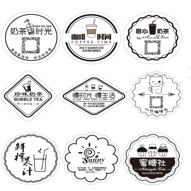 1000pcs Sticker Label Letter Text Logo Flower Plant Design Telephone Number Tag The Label Kraft PVC White Different Type Style