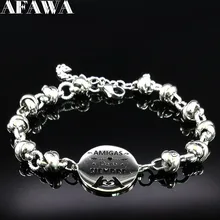 Модный браслет из нержавеющей стали AMIGAS, женский серебряный браслет, ювелирные изделия, pulsera amistad B18105