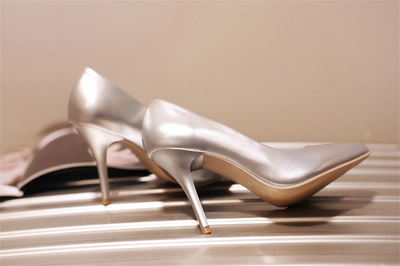 RQFF Brand Womens Pumps 9cm Thin Super High Heels Point Toe Female Shoes With Box Ladies Sexy Party Gold Sliver Heels Size 34-43 (12)