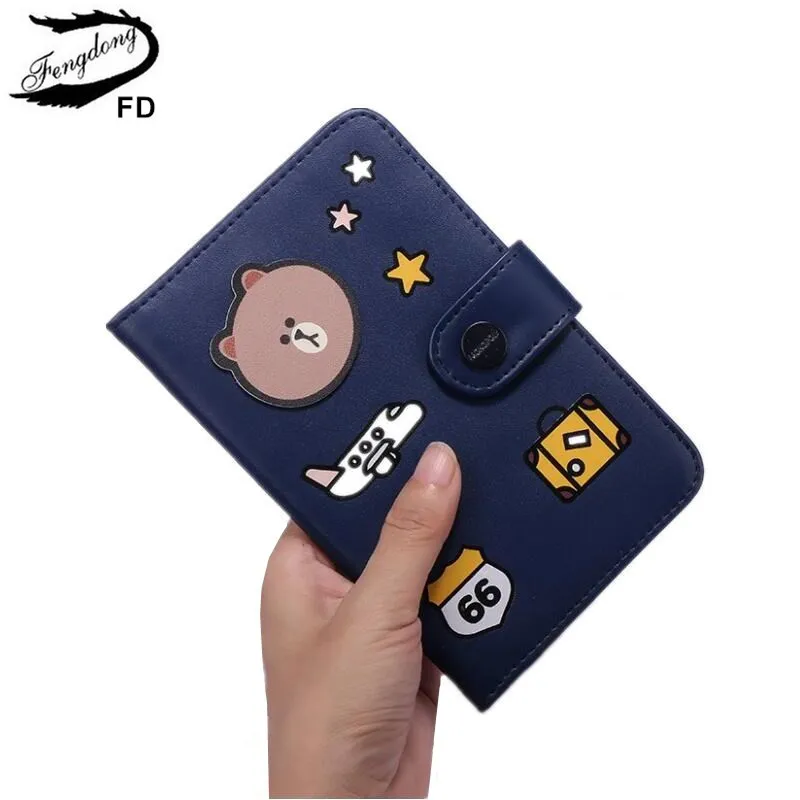 Fengdong cute passport cover travel wallet card holder ladies slim