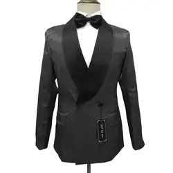 HCF By Air Для мужчин; цельнокроеное платье 2 Button Shawl Collar Slim Fit Повседневное Свадебные Черный Для мужчин костюмы куртка