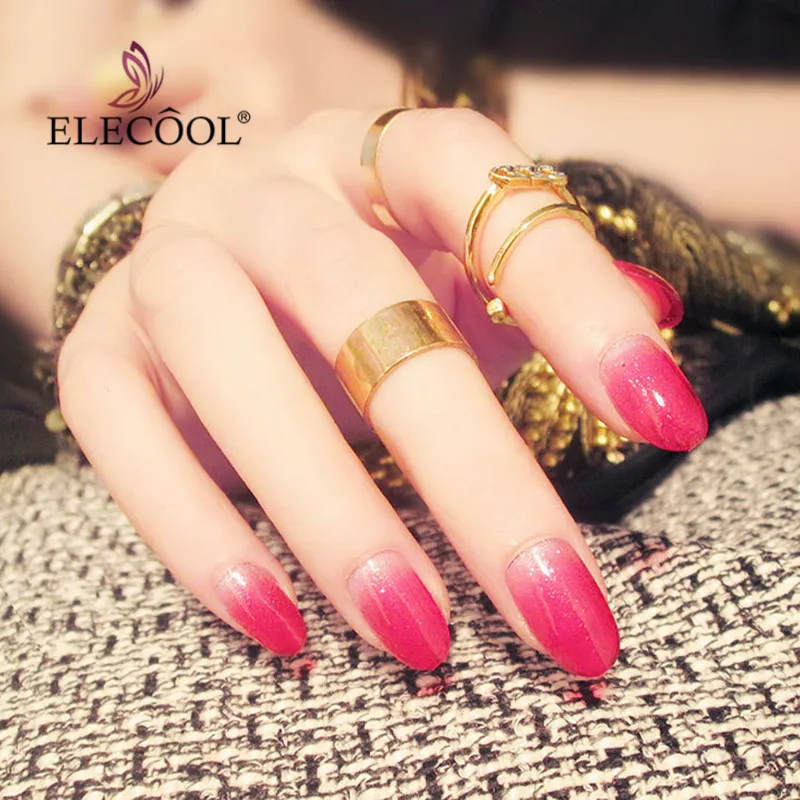 ELECOO, 24 шт., очаровательные искусственные ногти, градиентный дизайн, дизайн ногтей, накладные ногти, полное покрытие, накладные ногти, искусственная кожа, высокое качество