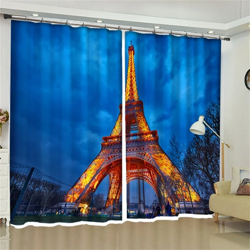 Париж, Франция декоративные шторы для Гостиная Спальня окна офиса затемняющие Eiffell башня Сены Триумфальная арка