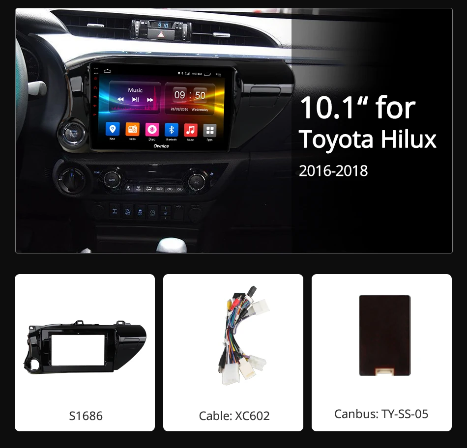 Clearance 10.1" IPS Android 8.1 Car Radio For Toyota Hilux 2016 2017 2018 auto DVD on-board computer Navigation GPS AUDIO DSP CarPlay 3