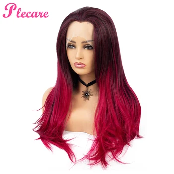 

Plecare Ombre Long Red Color Lace Front Synthetic Hair Wigs Pruiken Straight Blunt Wigs For Black Women Synthetic Lace Front Wig