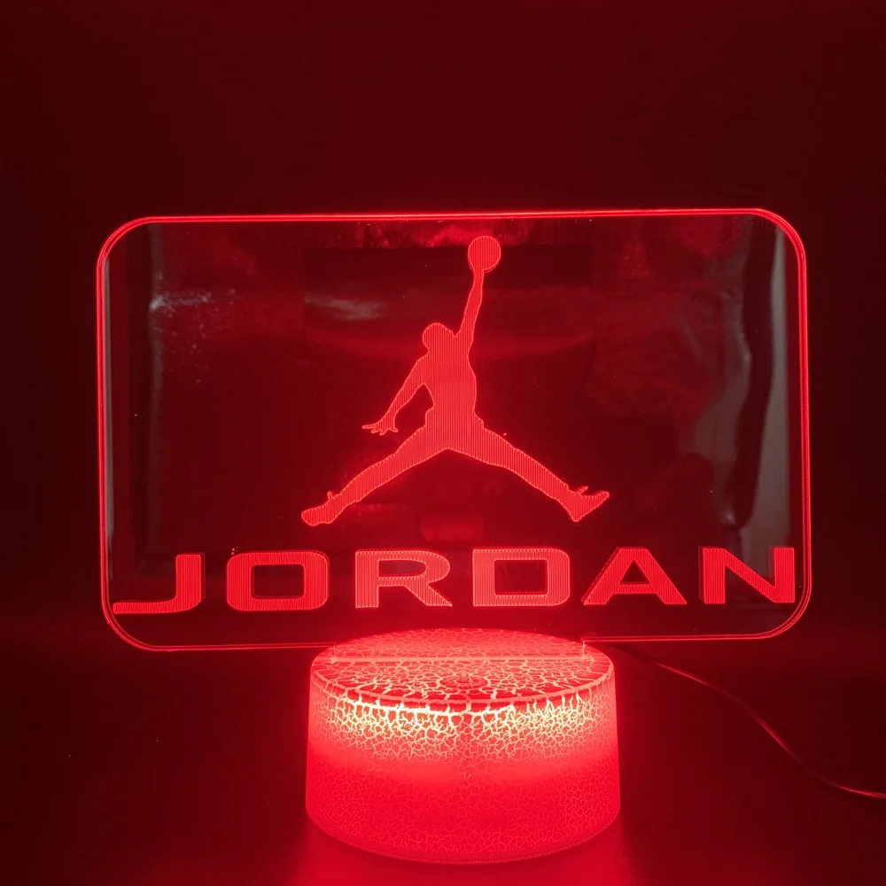 3d светодиодный Ночной светильник, яркая база, логотип Jordan, украшение дома, цвет, меняющий сенсорный датчик, светильник для детей, Детский ночной Светильник для мальчиков