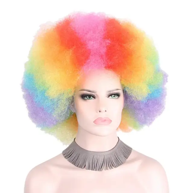 Buy Afro Clown Wig Rainbow Coloful Big Top Curly Party
