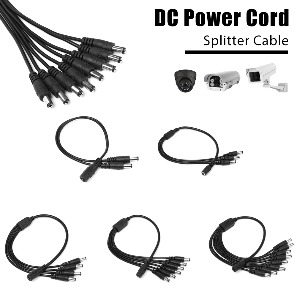 

12V 1 Female to 2 3 4 6 8 Male Way DC Power Cord Splitter Cable Adapter Connector For CCTV Camera LED Strip Light