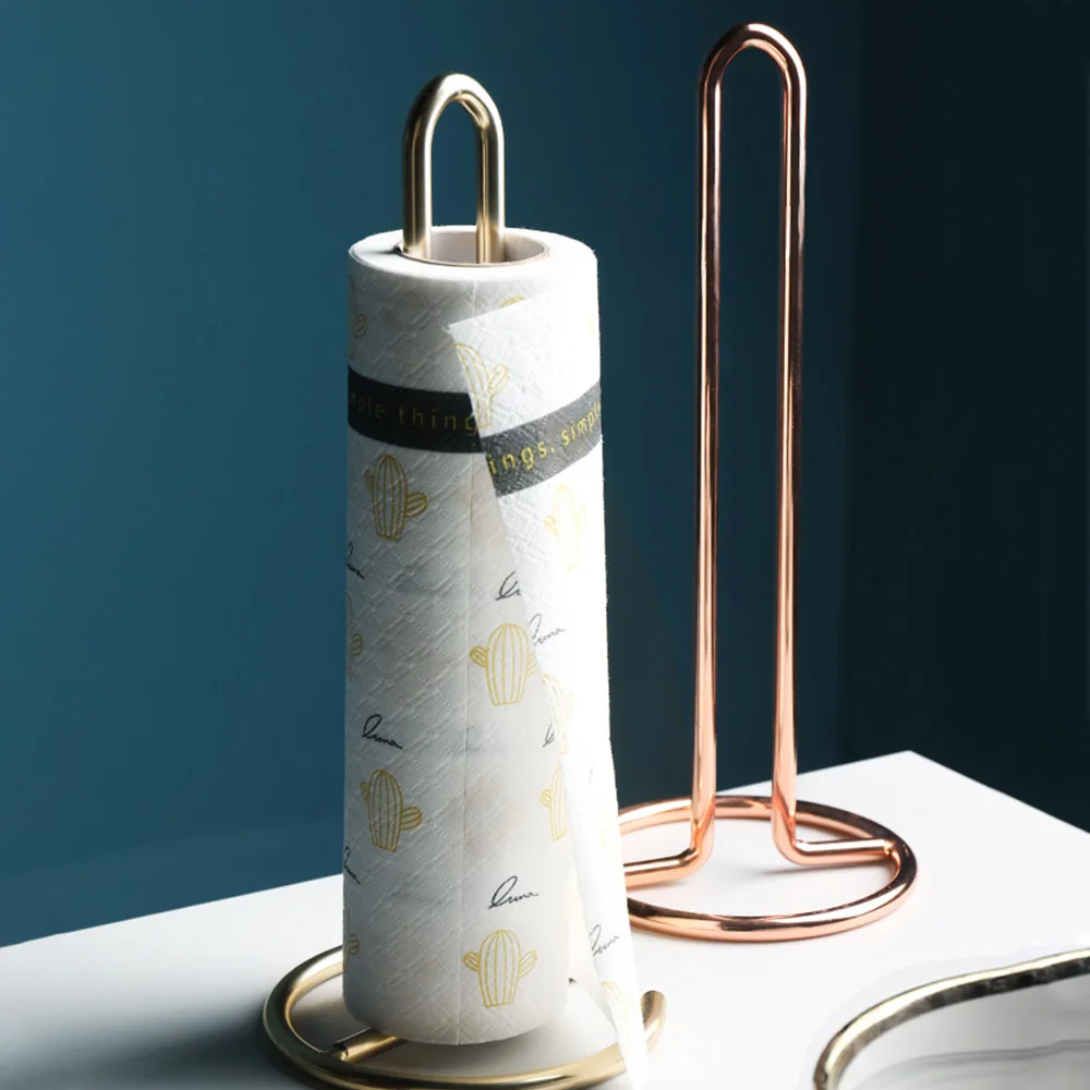 Stainless Steel Kitchen Roll Paper Towel Holder Bathroom Tissue Stand Rose Gold Napkins Rack Home Kitchen Storage Accessories