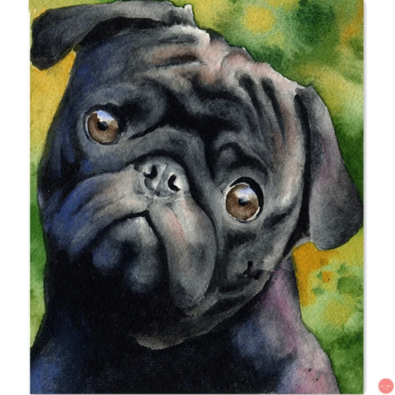 diamond painting black pug/pet Cross Stitch full drill square Diamond Embroidery mosaic machine paint Home Decor | Дом и сад