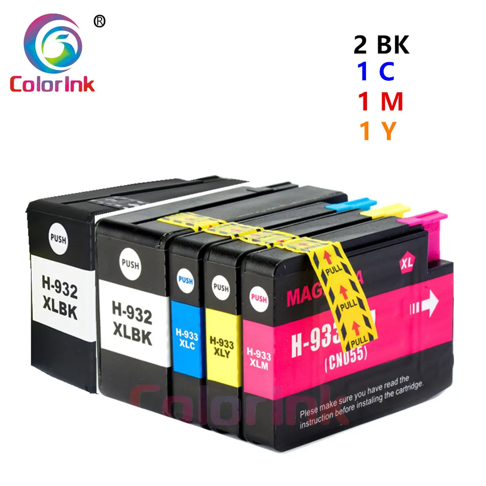 Цвет чернил 4PK переработанного чернильного картриджа для hp 932XL 933XL Officejet 6100 6600 6700 7110 7610 7612 7510 7512 чернила для принтера (1BK * 1C * 1 м * 1Y)
