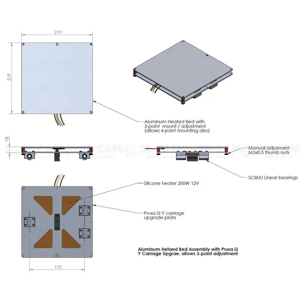 Funssor V2 сплава алюминиевая плита горячего отжига 24 V 200 Вт ptc нагреватель Prusa i3 Y перевозки подшипники полный комплект для DIY I 3 принтера