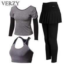 Йога набор спортивной Для женщин Фитнес беговые костюмы дышащий тренажерный зал+ спортивные Бюстгальтеры для женщин+ Бег Tighs одежда спортивный костюм для девочек
